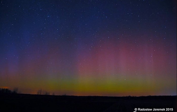 zorza polarna nad polską