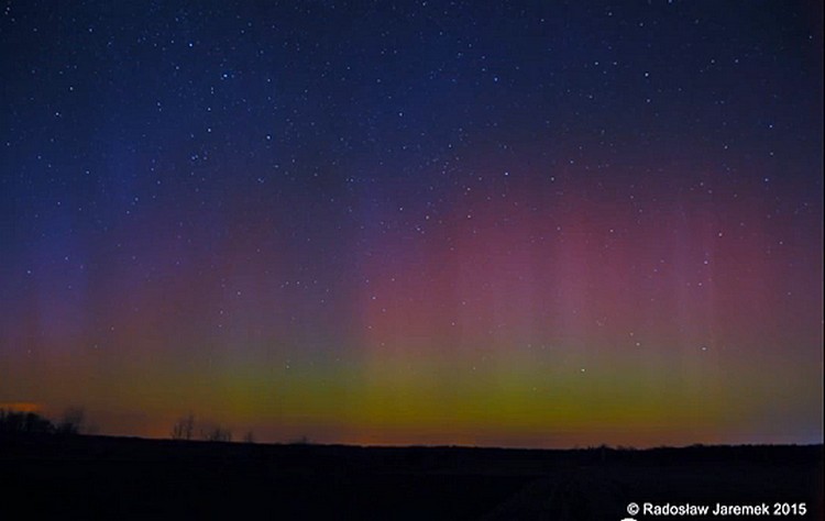 zorza polarna nad polską