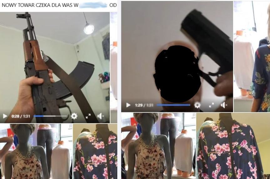 Szokująca reklama czy szaleństwo? ! Sklep odzieżowy promował się przedmiotami przypominającymi broń&nbsp;palną?